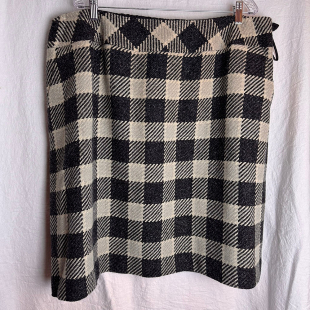 Women's Talbots Plaid Pencil Skirt 22W Black Beige